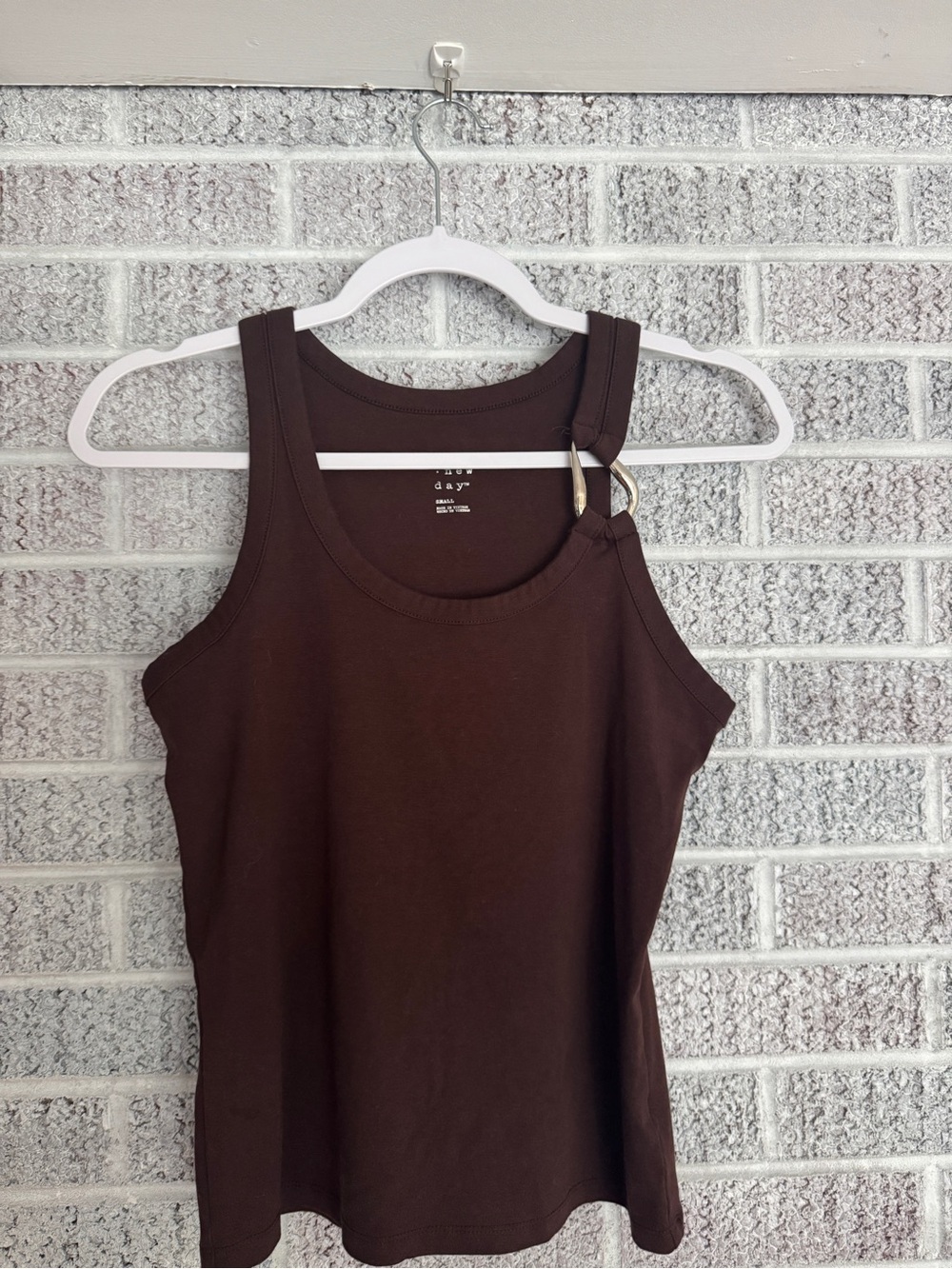 a new day Chocolate Brown Scoop Neck Tank Top - Strap Ring Detail